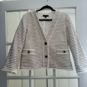 Ann Taylor White and Gray Striped Blazer